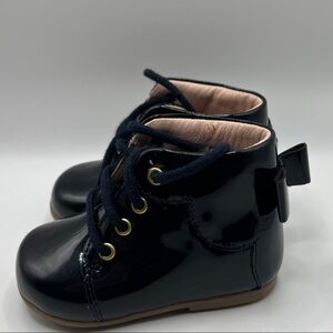 Jacadi Paris Baby’s Black Leather Lace up Booties Size 18